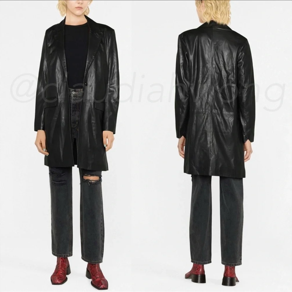 ZADIG & VOLTAIRE Monarque Lamb Leather Coat in Black